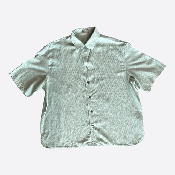 Dior Green Oblique Silk Button Up Shirt